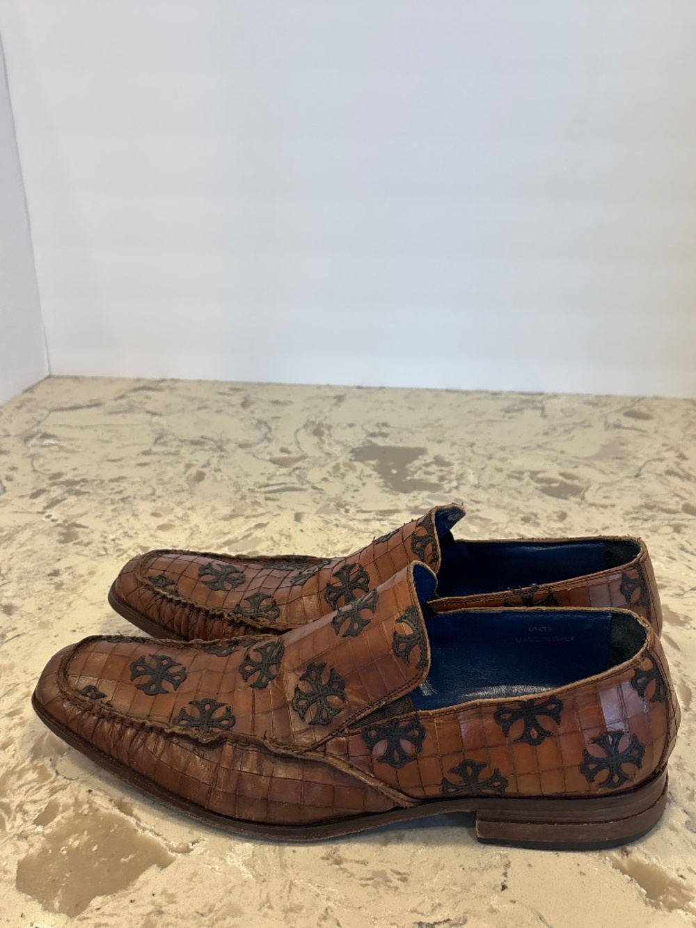 Mark Mason Rock Lives Leather Slip On Loafers Cross Italy Sz 9